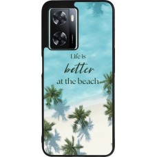 Coque OPPO A57 5G - Silicone rigide noir Summer 2025 Life is better at the beach