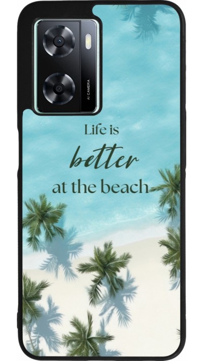 Coque OPPO A57 5G - Silicone rigide noir Summer 2025 Life is better at the beach