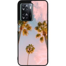Coque OPPO A57 5G - Silicone rigide noir Summer 2025 Palmiers