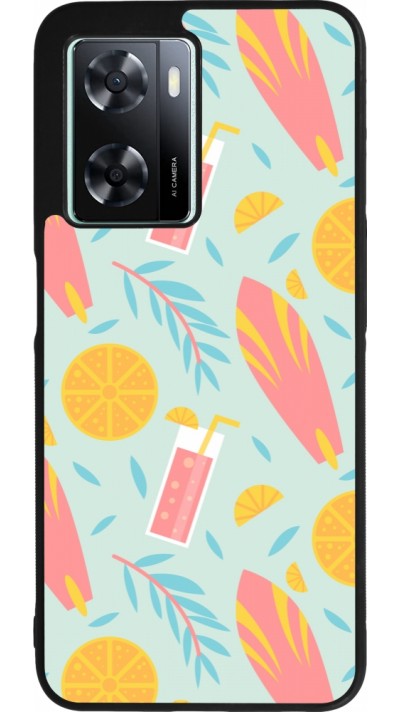 Coque OPPO A57 5G - Silicone rigide noir Summer 2025 Pattern citron