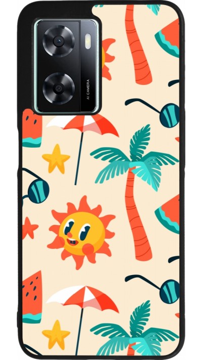 Coque OPPO A57 5G - Silicone rigide noir Summer 2025 Pattern soleil