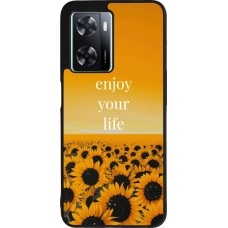 OPPO A57 5G Case Hülle - Silikon schwarz Summer 2026 Enjoy your life