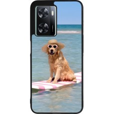 Coque OPPO A57 5G - Silicone rigide noir Summer Dog on Paddle