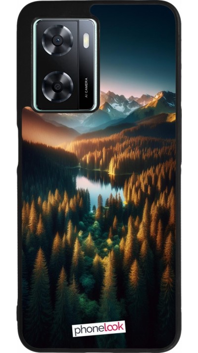 Coque OPPO A57 5G - Silicone rigide noir Sunset Forest Lake