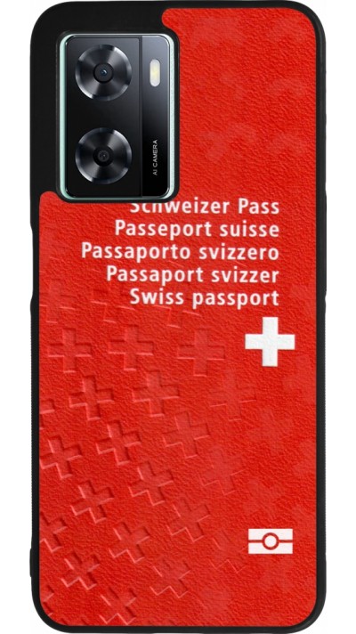 Coque OPPO A57 5G - Silicone rigide noir Swiss Passport