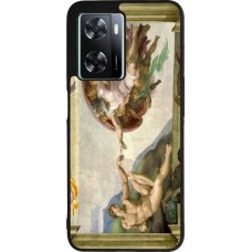 Coque OPPO A57 5G - Silicone rigide noir Tableau art - La Création d’Adam - Michel-Ange