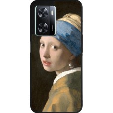 Coque OPPO A57 5G - Silicone rigide noir Tableau art - La Jeune fille à la perle - Johannes Vermeer