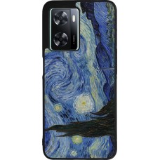 Coque OPPO A57 5G - Silicone rigide noir Tableau art - La Nuit étoilée - Van Gogh