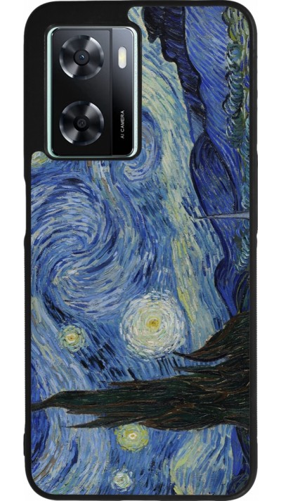 Coque OPPO A57 5G - Silicone rigide noir Tableau art - La Nuit étoilée - Van Gogh