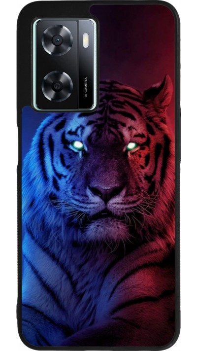 OPPO A57 5G Case Hülle - Silikon schwarz Tiger Blue Red