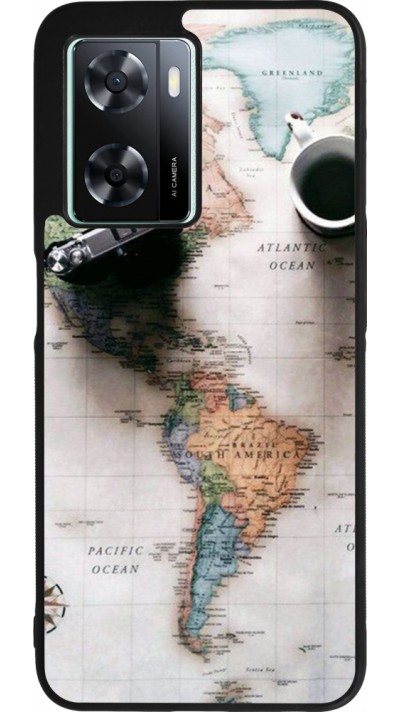 OPPO A57 5G Case Hülle - Silikon schwarz Travel 01