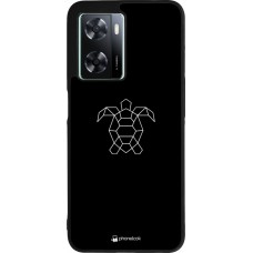Coque OPPO A57 5G - Silicone rigide noir Turtles lines on black