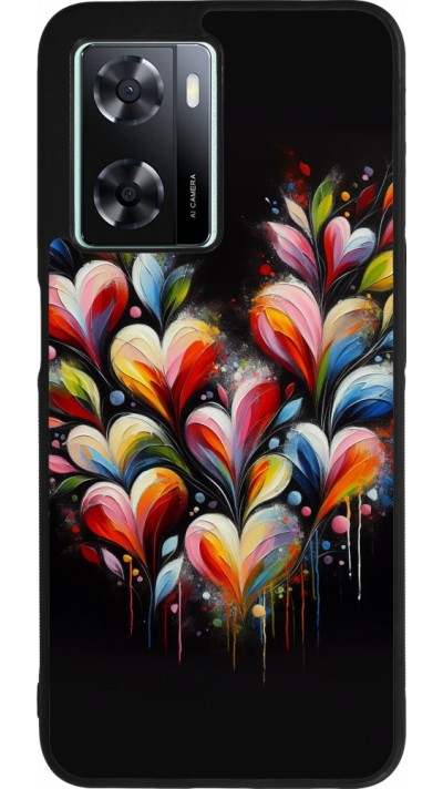 OPPO A57 5G Case Hülle - Silikon schwarz Valentin 2024 Schwarzes Herz Abstrakt