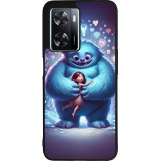 Coque OPPO A57 5G - Silicone rigide noir Valentine 2024 Fluffy Love