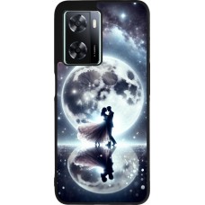 Coque OPPO A57 5G - Silicone rigide noir Valentine 2024 Love under the moon