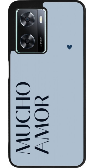 OPPO A57 5G Case Hülle - Silikon schwarz Valentine 2024 mucho amor azul