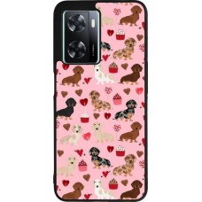 OPPO A57 5G Case Hülle - Silikon schwarz Valentine 2024 puppy love