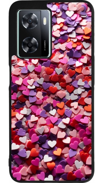 OPPO A57 5G Case Hülle - Silikon schwarz Valentin 2025 Konfetti