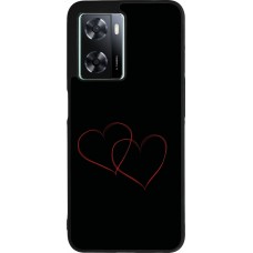 OPPO A57 5G Case Hülle - Silikon schwarz Valentine 2023 attached heart