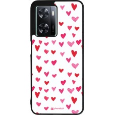 Coque OPPO A57 5G - Silicone rigide noir Valentine 2022 Many pink hearts