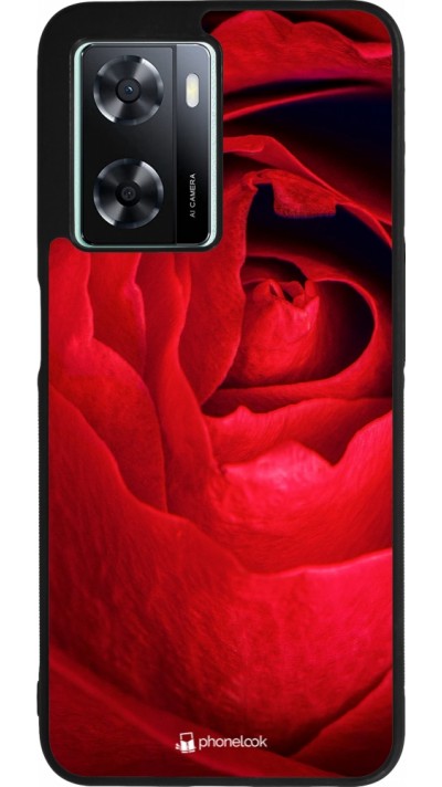 OPPO A57 5G Case Hülle - Silikon schwarz Valentine 2022 Rose