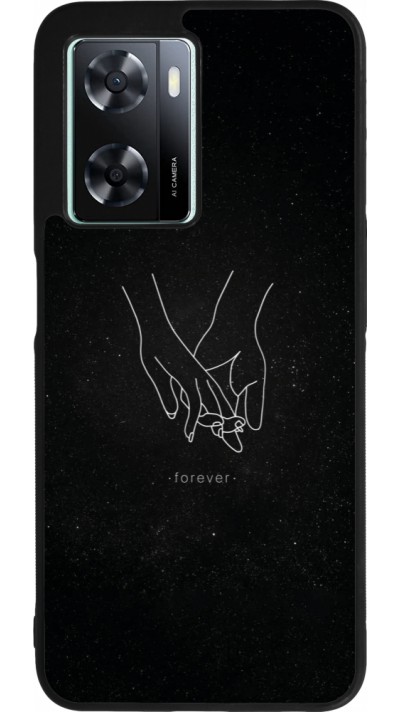 OPPO A57 5G Case Hülle - Silikon schwarz Valentine 2023 hands forever