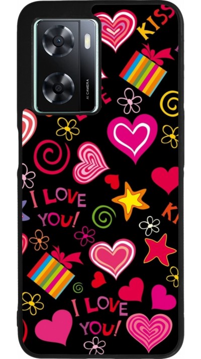 OPPO A57 5G Case Hülle - Silikon schwarz Valentine 2023 love symbols
