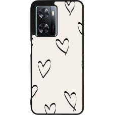 Coque OPPO A57 5G - Silicone rigide noir Valentine 2023 minimalist hearts