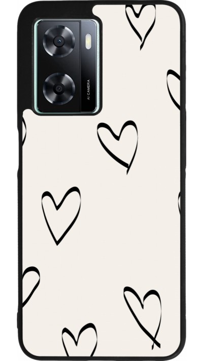 OPPO A57 5G Case Hülle - Silikon schwarz Valentine 2023 minimalist hearts