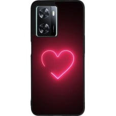 Coque OPPO A57 5G - Silicone rigide noir Valentine 2023 single neon heart