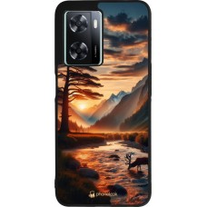 Coque OPPO A57 5G - Silicone rigide noir Valley Sunset Deer Tree