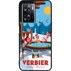 Coque OPPO A57 5G - Silicone rigide noir Verbier Mountain Jacuzzi