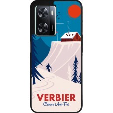 Coque OPPO A57 5G - Silicone rigide noir Verbier Cabane Mont-Fort