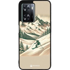Coque OPPO A57 5G - Silicone rigide noir Vintage Ski Mountain