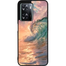 OPPO A57 5G Case Hülle - Silikon schwarz Wave Sunset