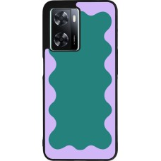 OPPO A57 5G Case Hülle - Silikon schwarz Wavy Rectangle Green Purple