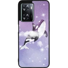 OPPO A57 5G Case Hülle - Silikon schwarz Whale in sparking stars