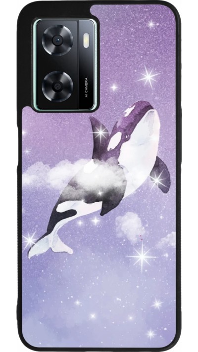 OPPO A57 5G Case Hülle - Silikon schwarz Whale in sparking stars