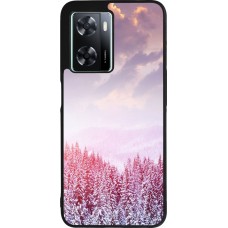 OPPO A57 5G Case Hülle - Silikon schwarz Winter 22 Pink Forest