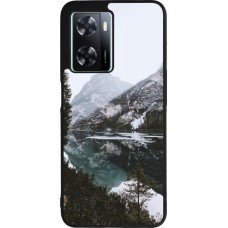 Coque OPPO A57 5G - Silicone rigide noir Winter 22 snowy mountain and lake