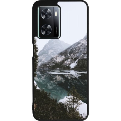 Coque OPPO A57 5G - Silicone rigide noir Winter 22 snowy mountain and lake