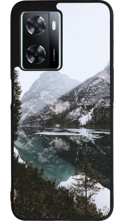 OPPO A57 5G Case Hülle - Silikon schwarz Winter 22 snowy mountain and lake