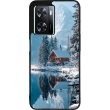 Coque OPPO A57 5G - Silicone rigide noir Winter 25 Winter house forest day