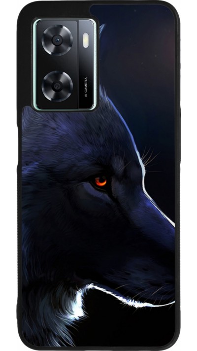 OPPO A57 5G Case Hülle - Silikon schwarz Wolf Shape