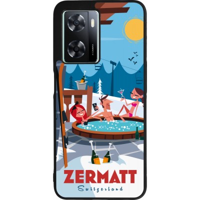 Coque OPPO A57 5G - Silicone rigide noir Zermatt Mountain Jacuzzi