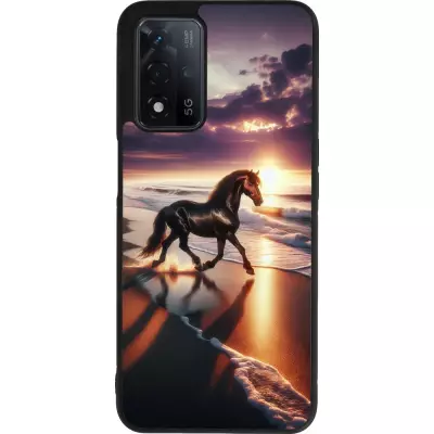 OPPO A93s 5G Case Hülle - Silikon schwarz Pferd majestätisch Strand