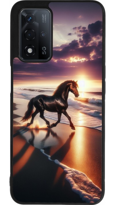 OPPO A93s 5G Case Hülle - Silikon schwarz Pferd majestätisch Strand