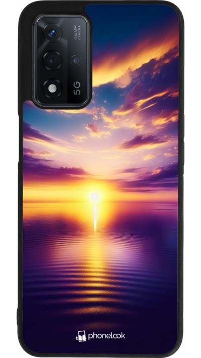 OPPO A93s 5G Case Hülle - Silikon schwarz Sonnenuntergang gelb violett