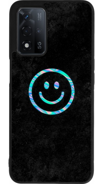 OPPO A93s 5G Case Hülle - Silikon schwarz Happy smiley irisirt