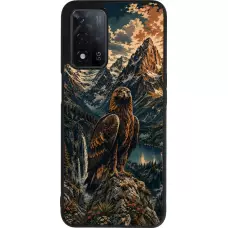 Coque OPPO A93s 5G - Silicone rigide noir Linocut Aigle Royal